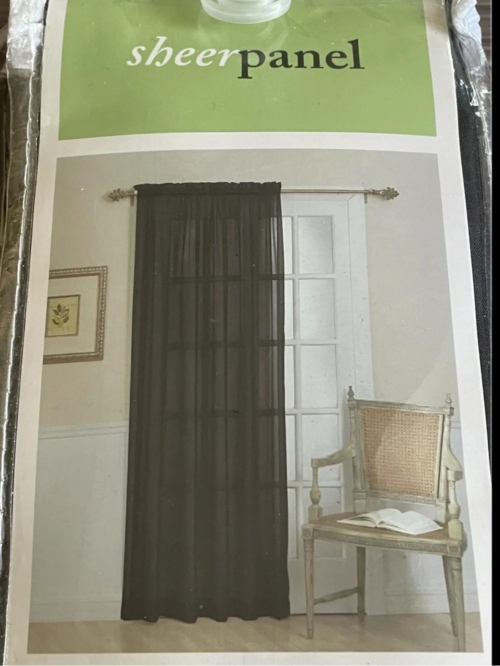 Black Sheer Window Curtain Panel